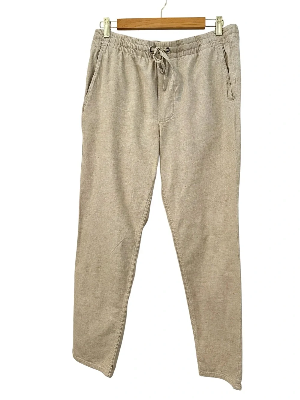 Men's Casual Drawstring Linen-Blend Pants in Beige
